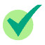 Green check mark icon on a light green circle background.